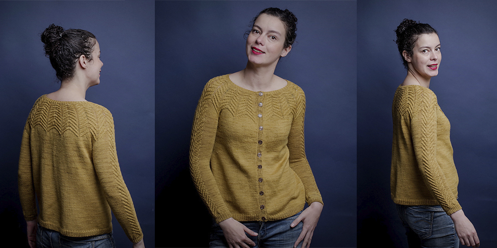 Кардиган с узором из кос Curcuma Кардиган, связанный спицами, с описанием и схемой