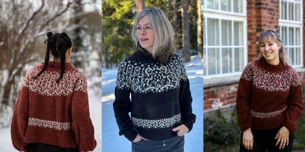 Пуловер с жаккардовым узором Damask Fabric Вязаный спицами пуловер с жаккардовой кокеткой