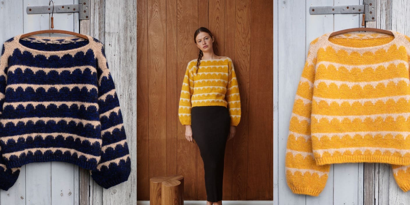 Жаккардовый пуловер оверсайз спицами для женщин Robinia Жаккардовый пуловер с горловиной лодочка