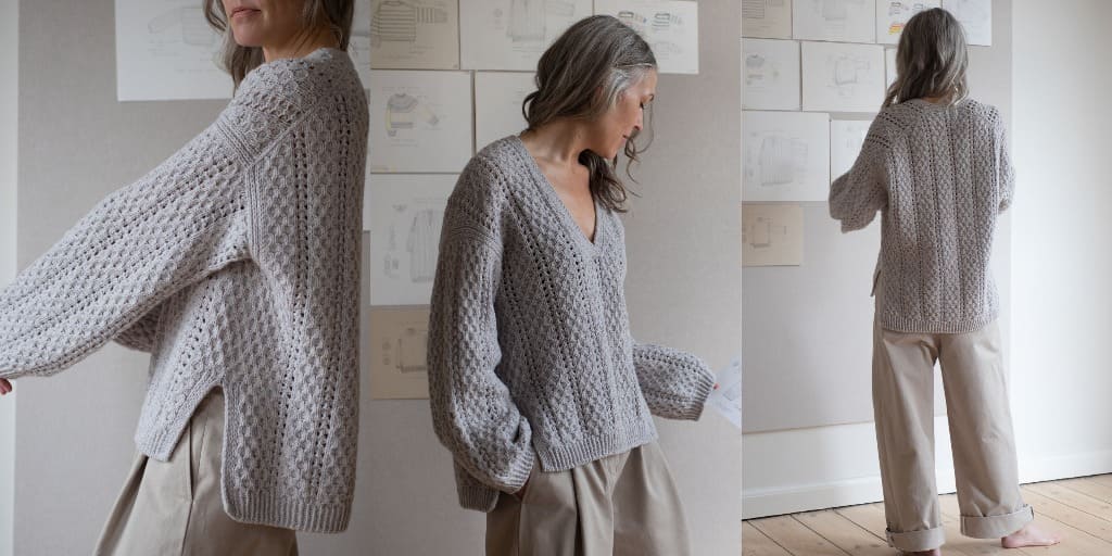 Вязаный пуловер оверсайз Comma V-Neck Вязаный спицами пуловер оверсайз