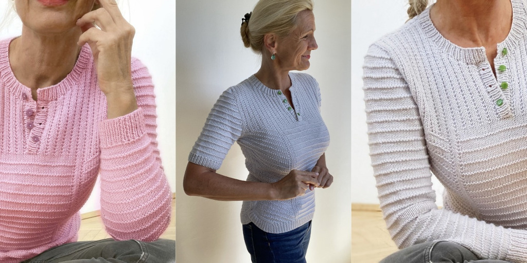 Топ и пуловер хенли SummerGansey Вязаный спицами топ с воротником хенли