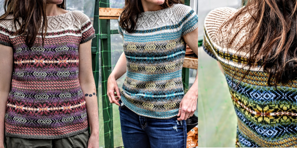 Жаккардовый топ реглан вязаный спицами сверху Heart's Content Жаккардовый топ спицами