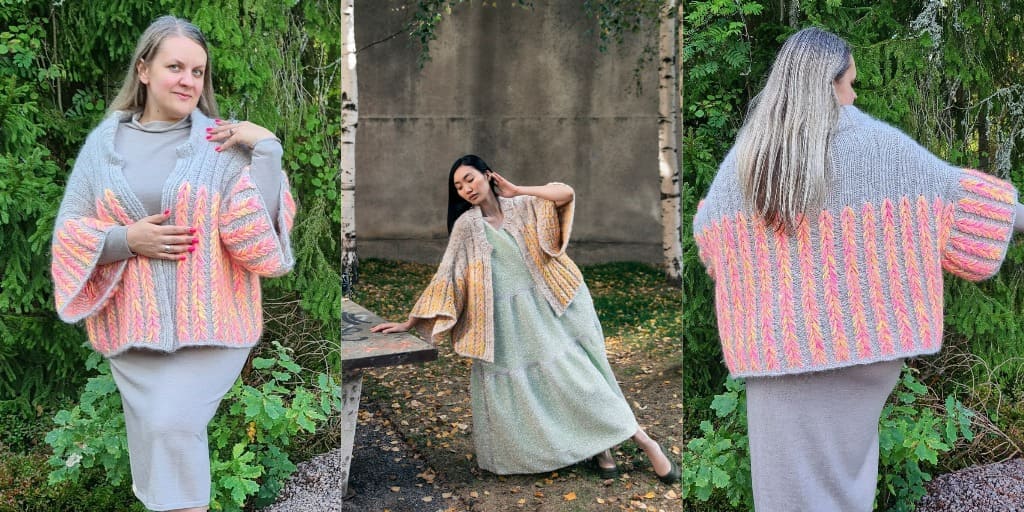 Вязаный оверсайз кардиган Xiao Mai Вязаный спицами кардиган оверсайз