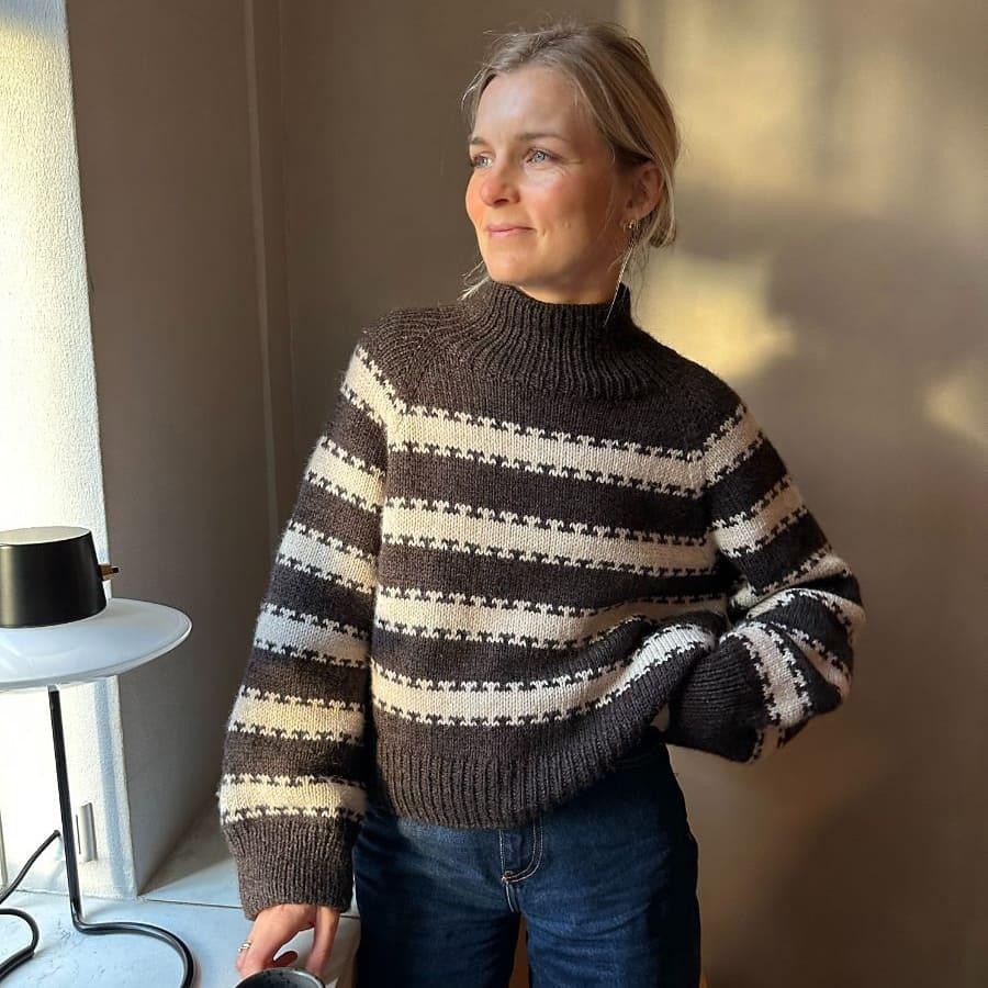 Свитер реглан с жаккардовыми полосками Key Sweater Вязаный спицами свитер реглан в полоску