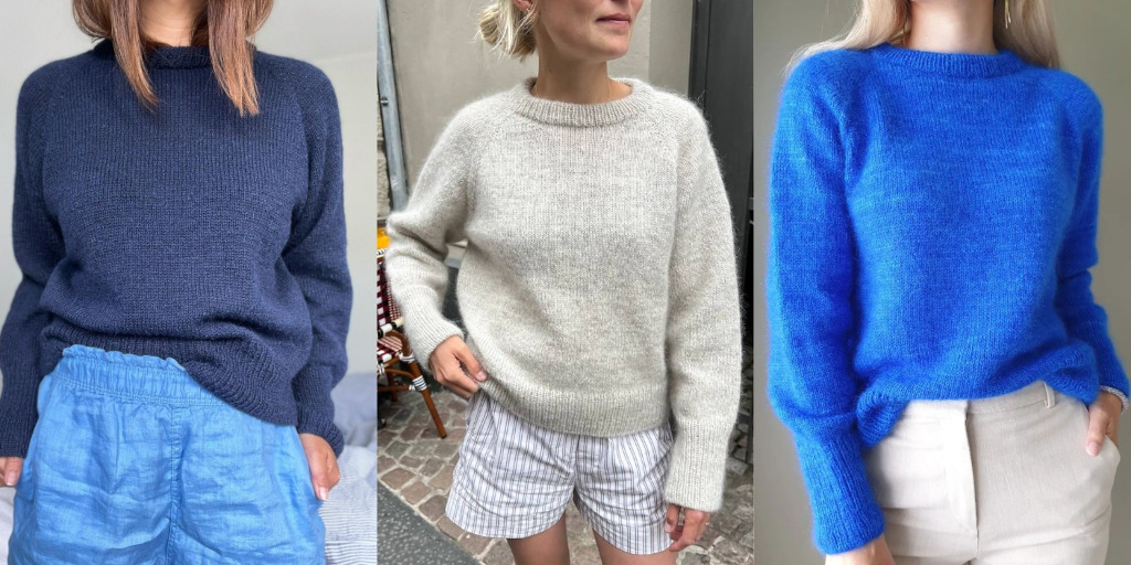 Пуловер реглан спицами сверху без швов Monday Вязаный спицами пуловер с рукавами реглан