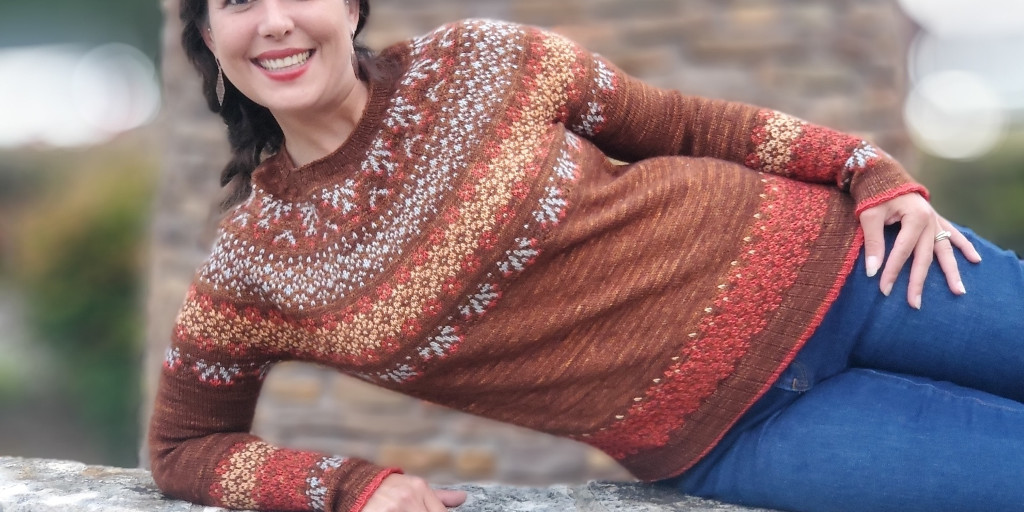 Жаккардовый пуловер Cladonia Жаккардовый пуловер спицами