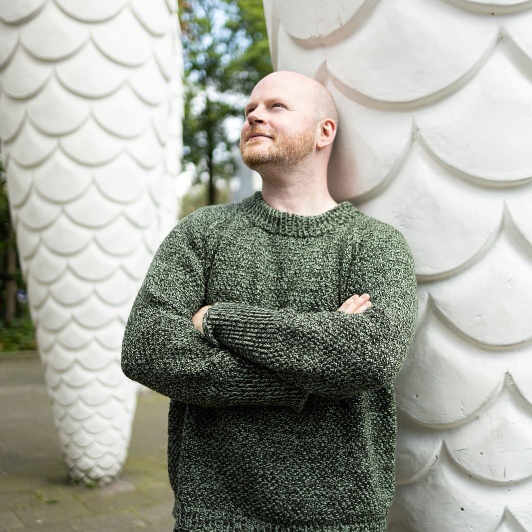 Вязаный спицами мужской пуловер реглан Mossy Marled Raglan Мужской пуловер реглан спицами