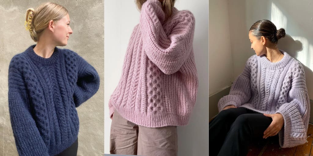 Вязаный спицами оверсайз Aegyo Sweater Вязаный спицами пуловер оверсайз с косами