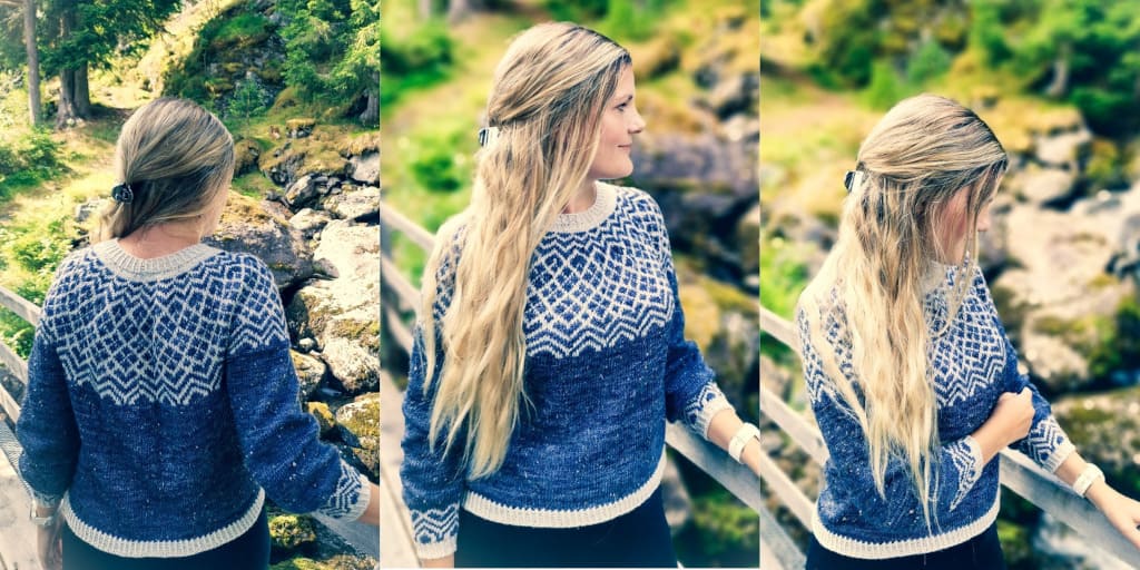 Пуловер с круглой жаккардовой кокеткой Skjulte Hjerter Женский пуловер с жаккардовой кокеткой