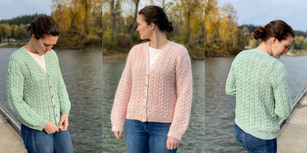 Вязаный с косами кардиган из мохера Multnomah Falls Вязаный кардиган с косами