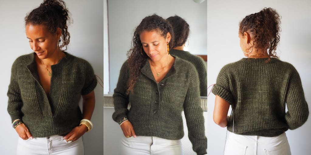 Вязаный пуловер хенли Marine Вязаный пуловер спицами