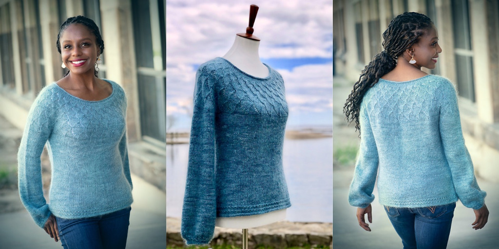 Пуловер с круглой кокеткой Scales and Shells Женский пуловер спицами