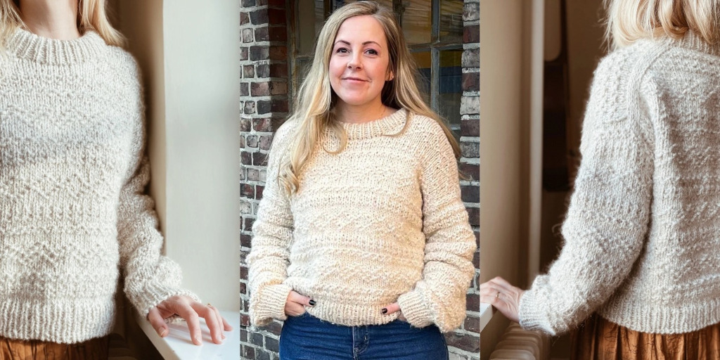 Пуловер рельефным узором с японским плечом Throwback Текстурный пуловер спицами