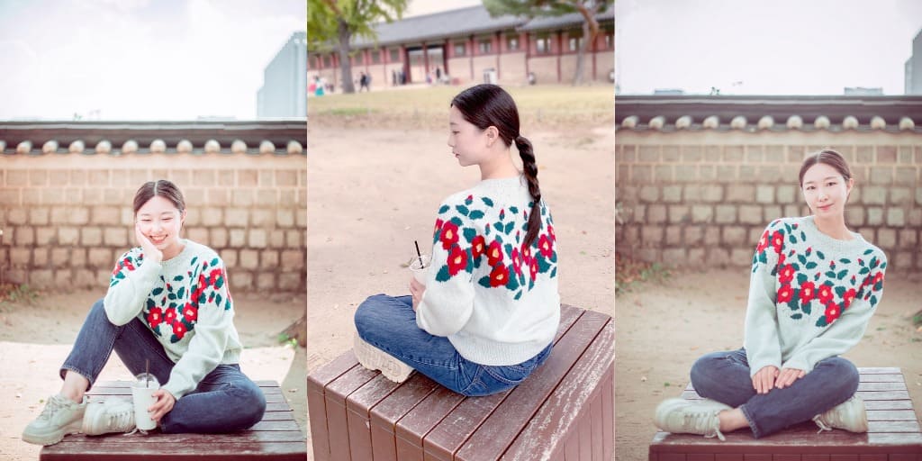 Пуловер с большими цветами Camellia Garden Вязаный спицами пуловер с большими цветами