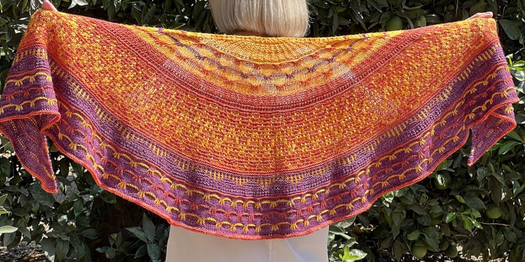 Мозаичная шаль спицами Simply the Zest! Вязаная мозаичная шаль спицами