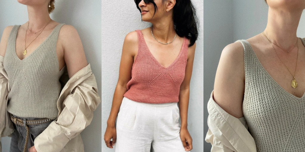 Топ резинкой спицами сверху Camisole No 7 Вязаный топ спицами