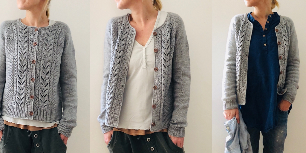 Кардиган на пуговицах Mariechen Кардиган на пуговицах, связанный сверху вниз одной деталью