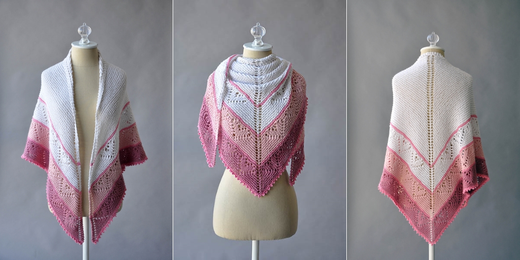 Шаль сердечками Be Mine Шаль с ажурным узором из сердечек, связанная спицами