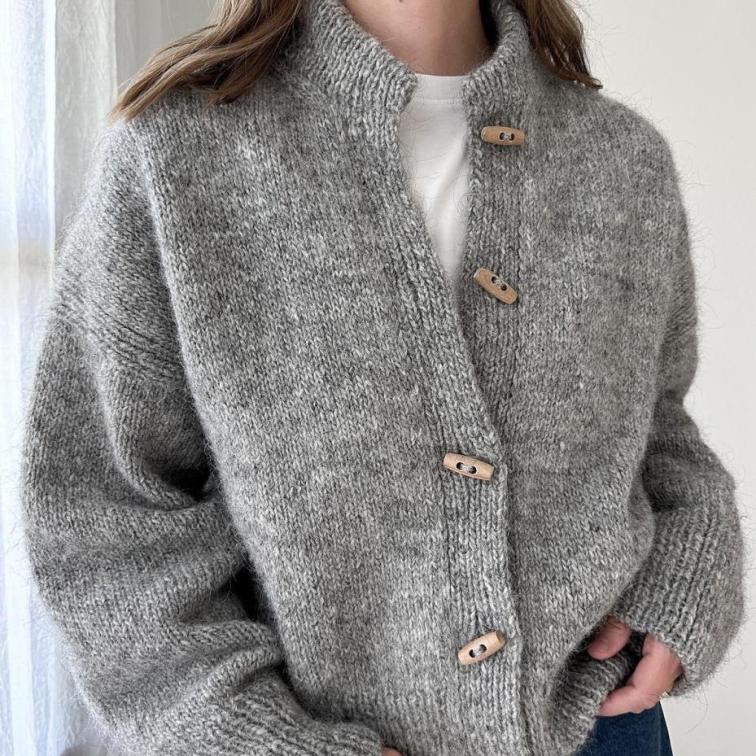 Теплый и стильный жакет с японским плечом Port Стильный теплый жакет спицами