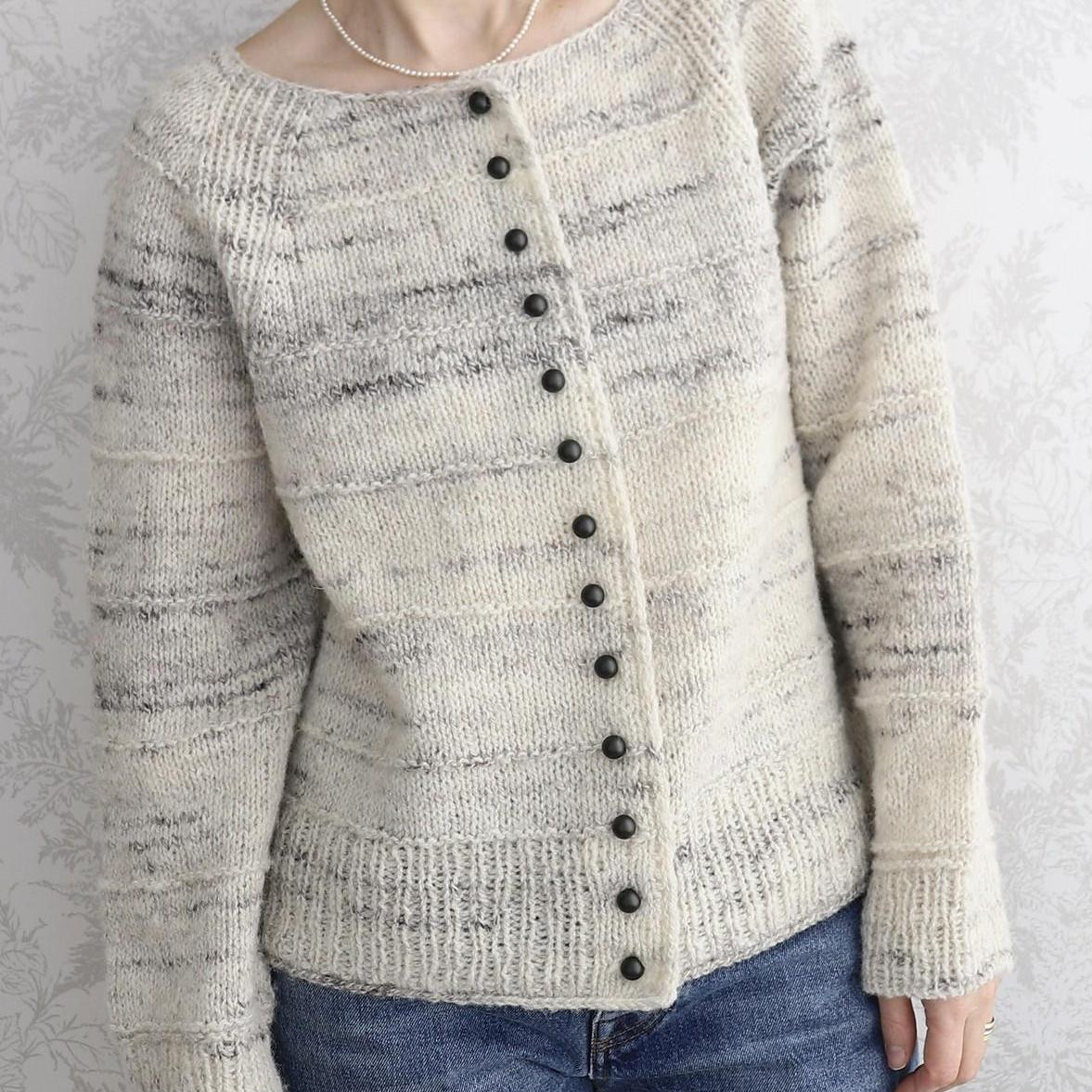 Кардиган с кокеткой-реглан Niji, вязаный спицами сверху Кардиган спицами