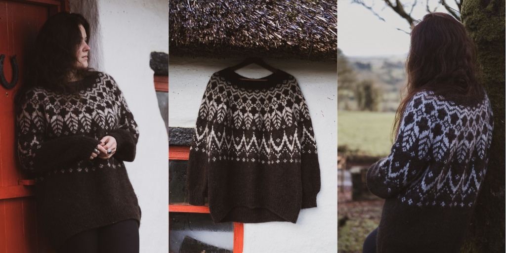 Пуловер с жаккардовым узором вязаный сверху по кругу Arctium Пуловер с жаккардовым узором спицами по кругу сверху схема описание