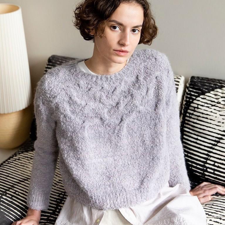 Красивый текстурный пуловер Musgo, вязаный спицами из пряжи-букле Пуловер из пряжи-букле