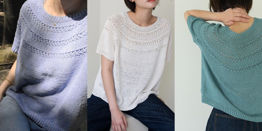 Топ с полосами ажура на круглой кокетке Lanikai Summer Летний топ спицами