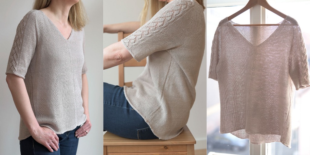 Топ с V горловиной Linen Summer Tee Повседневный топ спицами