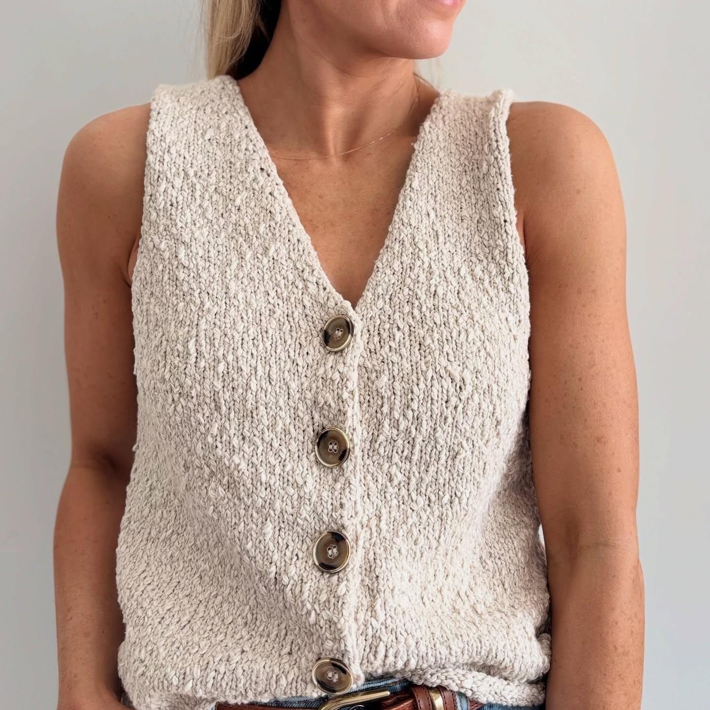 Топ на пуговицах Shoreline, вязаный спицами из фактурной пряжи Стильный топ на пуговицах