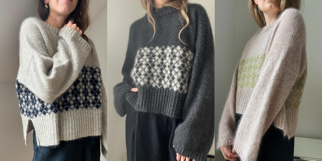 Свитер-оверсайз с жаккардом Jeju Стильный свитер-оверсайз спицами