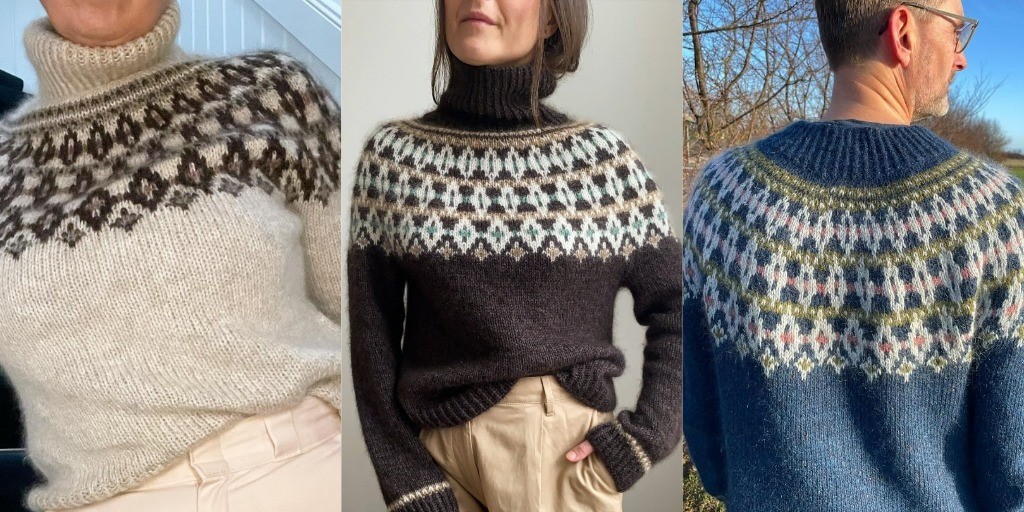 Свитер с жаккардовой кокеткой ROMO Красивый свитер спицами