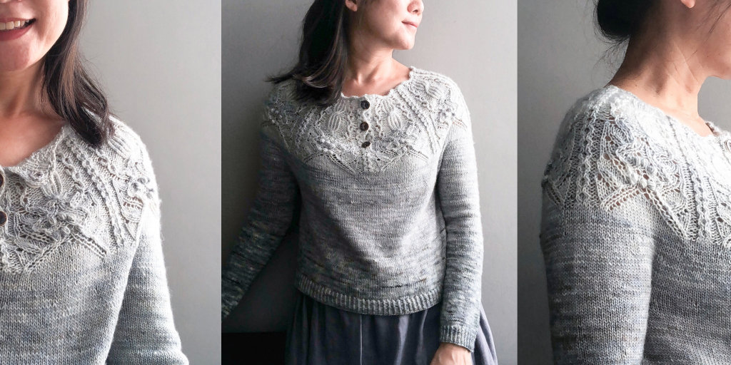 Пуловер с красивой кокеткой Kigi Пуловер с красивым узором на кокетке схема и описание