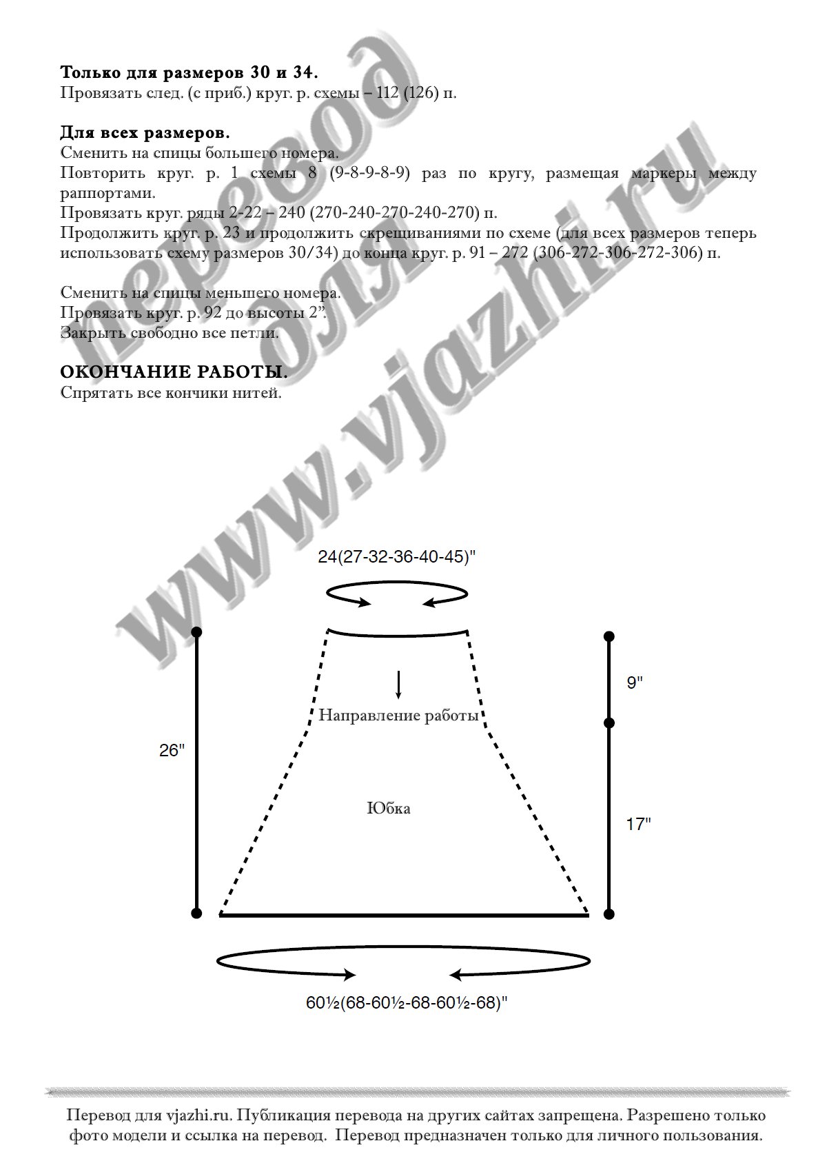 Описание вязания спицами юбки с косами Dickson стр. 2