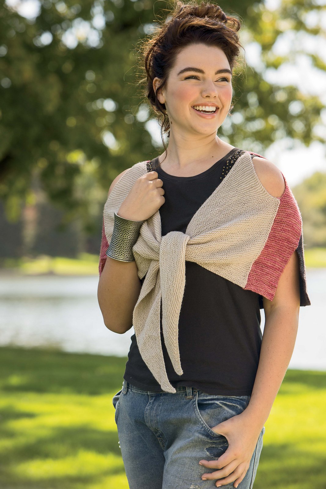 Вязание шали спицами платочной вязкой J Watson