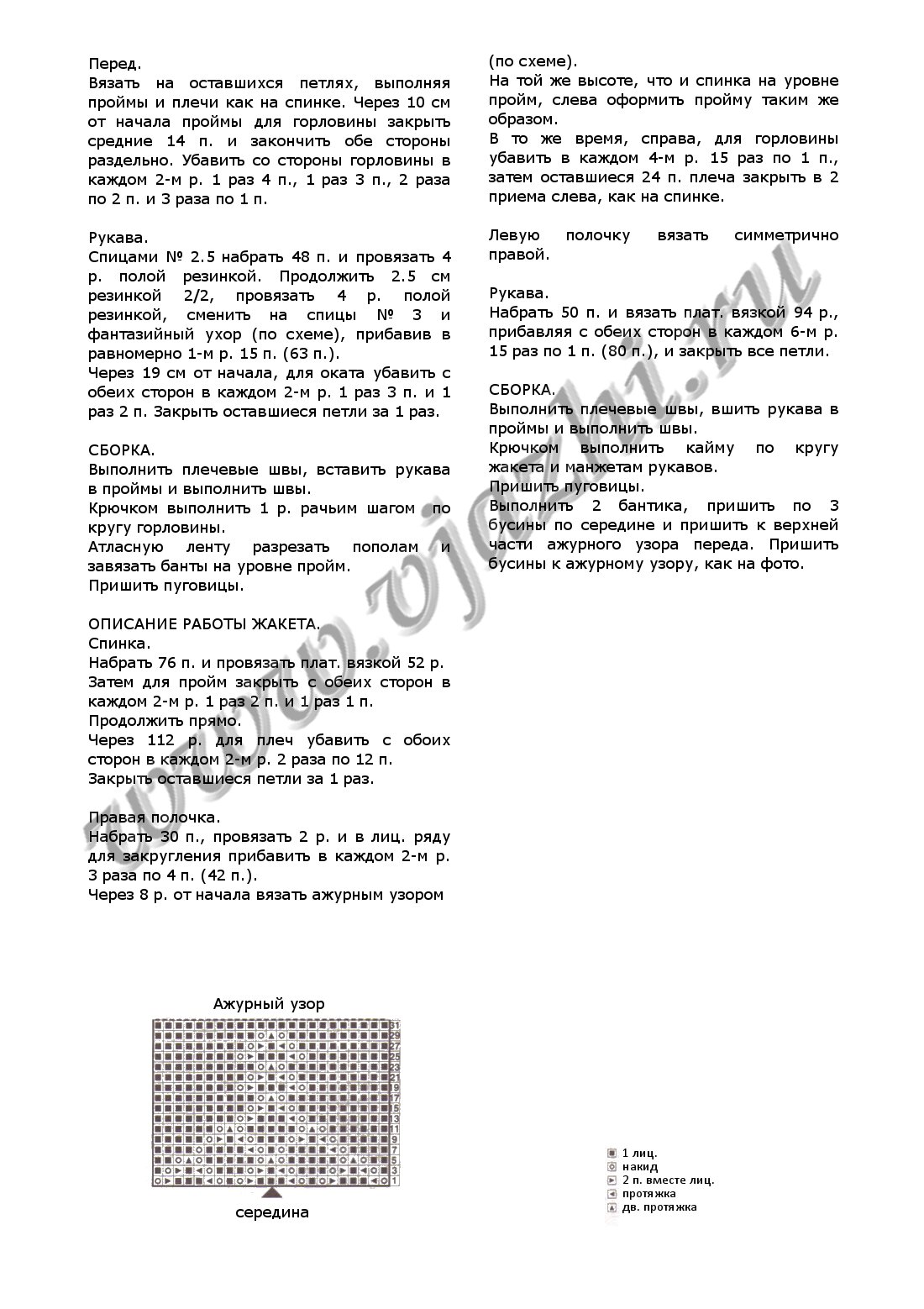 Описание вязания спицами детского комплекта для новорожденных из комбинезона и жакета страница 2