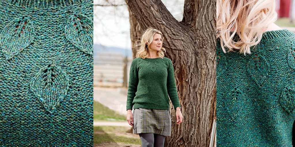 Пуловер с листьями спицами Embossed Вязание спицами пуловер с листьями фото и описание