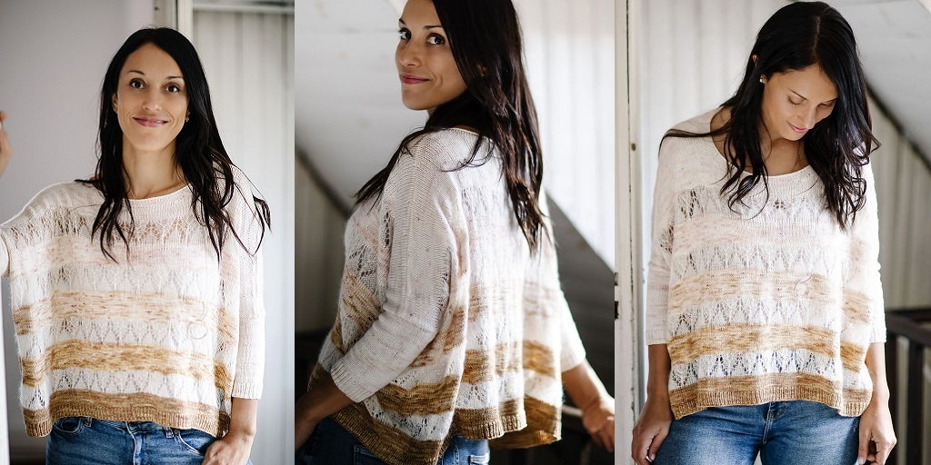 Джемпер свободного силуэта спицами сверху Lace & Fade Boxy Вязаный спицами джемпер свободного силуэта