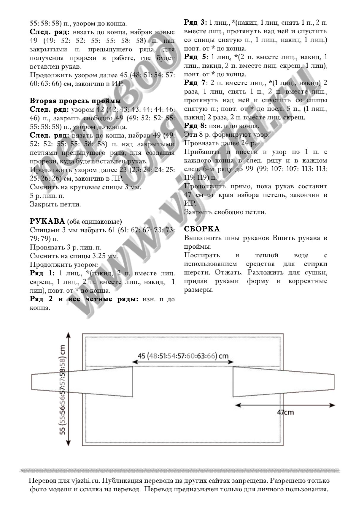 Описание вязания кардигана Swan river стр. 2