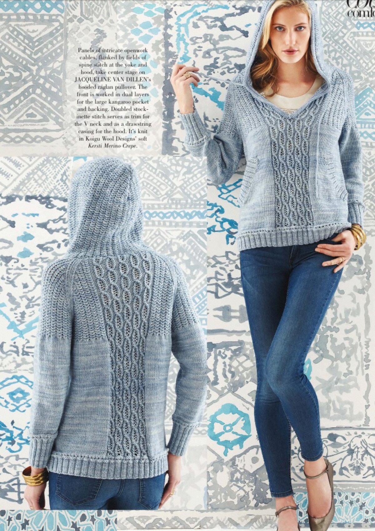Вязание пуловера спицами, модель 24, Vogue 2014