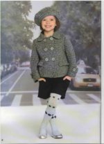 Вязаный крючком жакет и берет для девочки