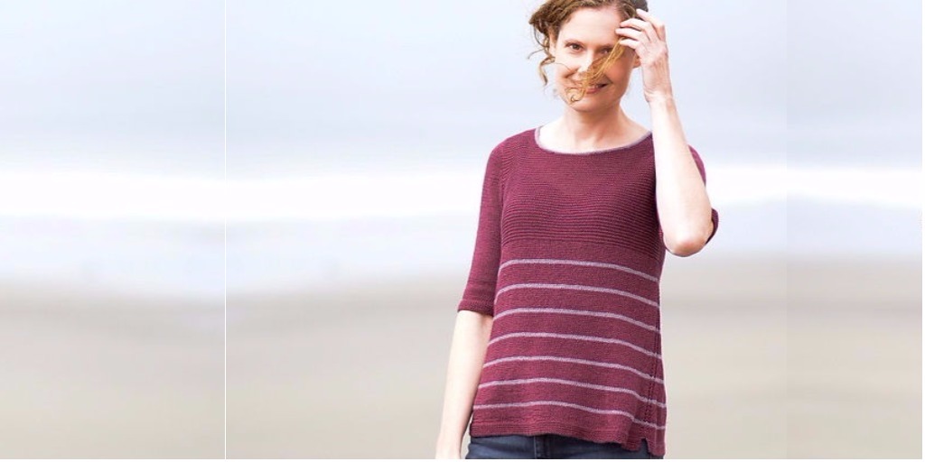 Льняной пуловер вязаный сверху Point Reyes Льняной пуловер вязаный спицами сверху вниз