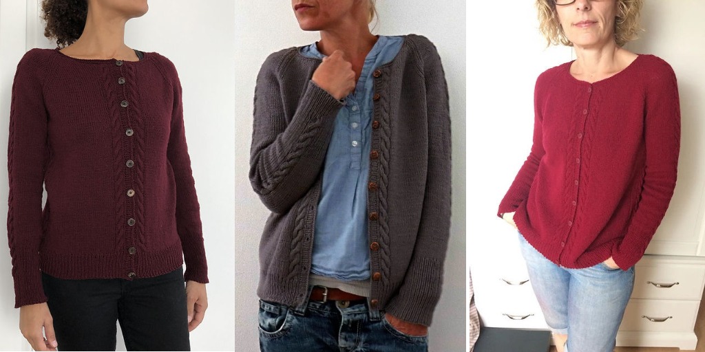 Вязаный женский кардиган реглан спицами сверху Dustin Вязаный женский кардиган спицами