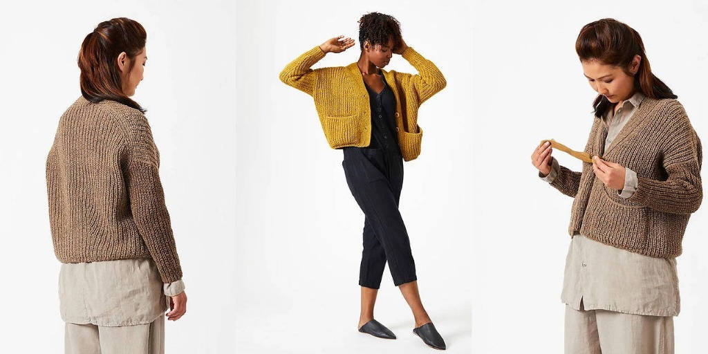 Жакет оверсайз полурыбацкой резинкой спицами Sarah Жакет спицами