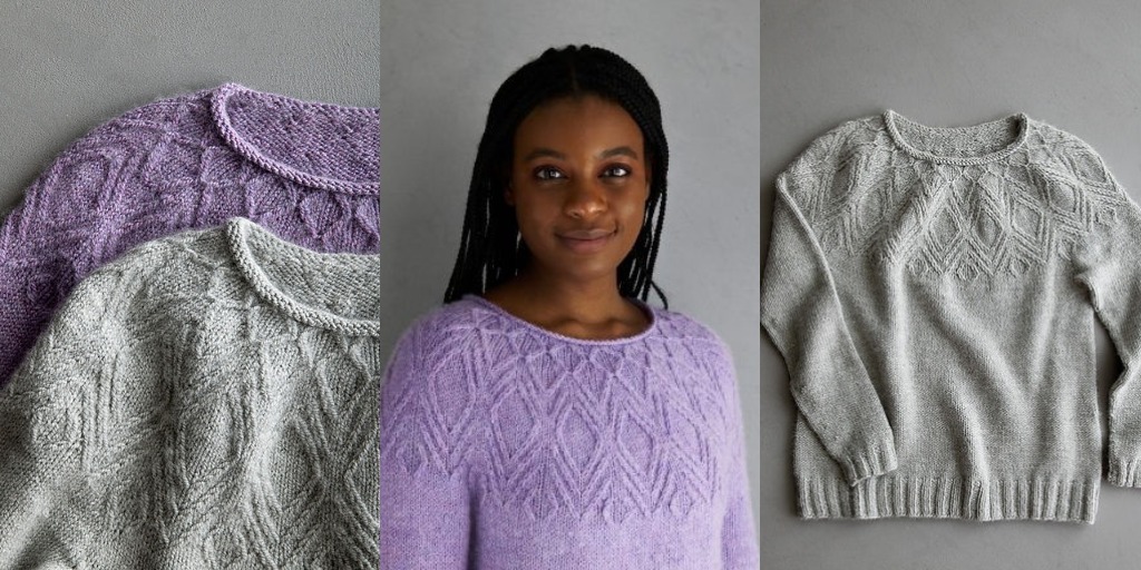 Красивый свитер Quartz с геометрическим узором Красивый свитер спицами с узором на круглой кокетке