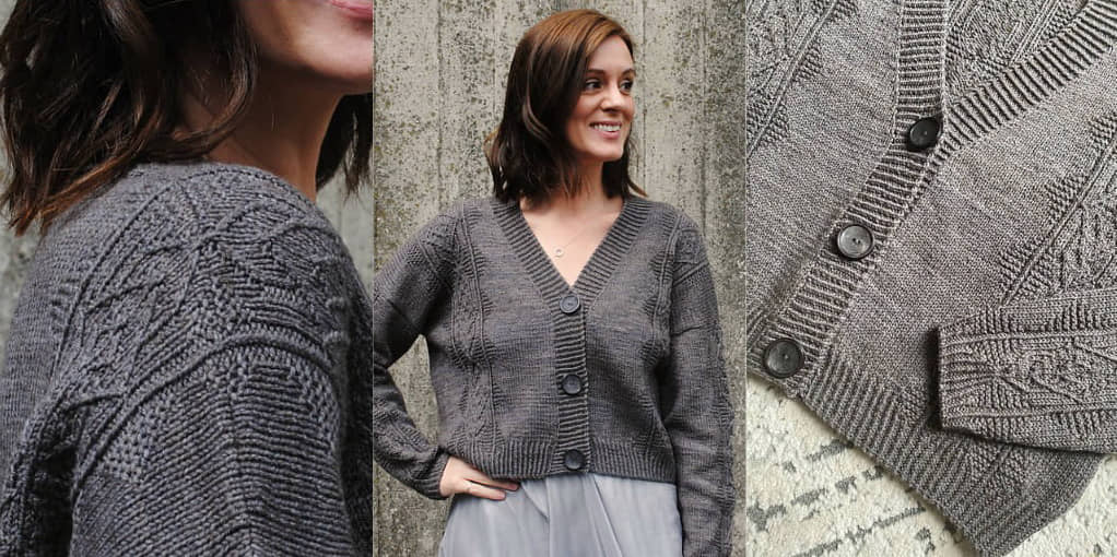 Укороченный кардиган Engravings Женский кардиган спицами