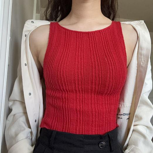 Облегающий топ миксом резинок Mixed rib Cami Топ спицами с описанием