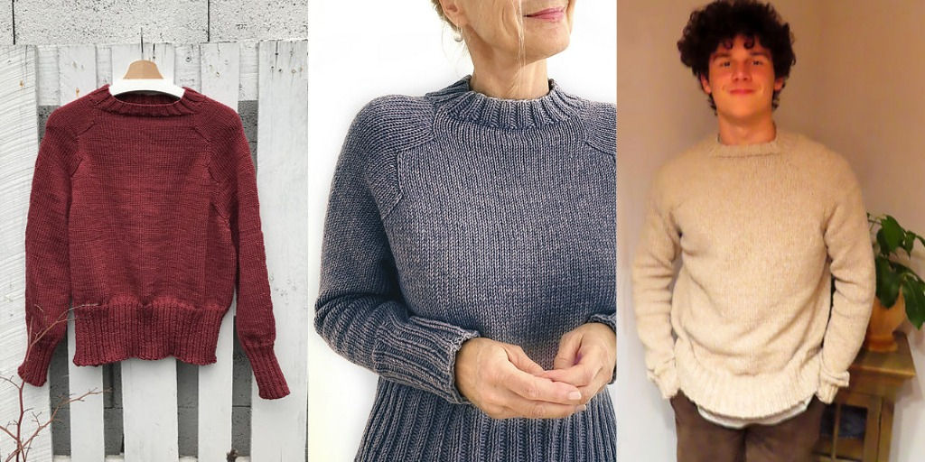 Свитер унисекс с фасонным регланом вязаный сверху Big Steps Свитер спицами