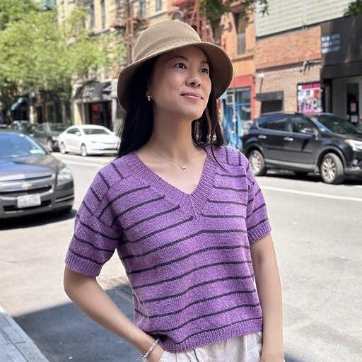 Пуловер с треугольной горловиной сверху Gramercy Топ в полоску без швов спицами