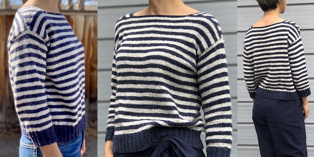 Пуловер-тельняшка спицами сверху Ship Shape Пуловер в полоску спицами