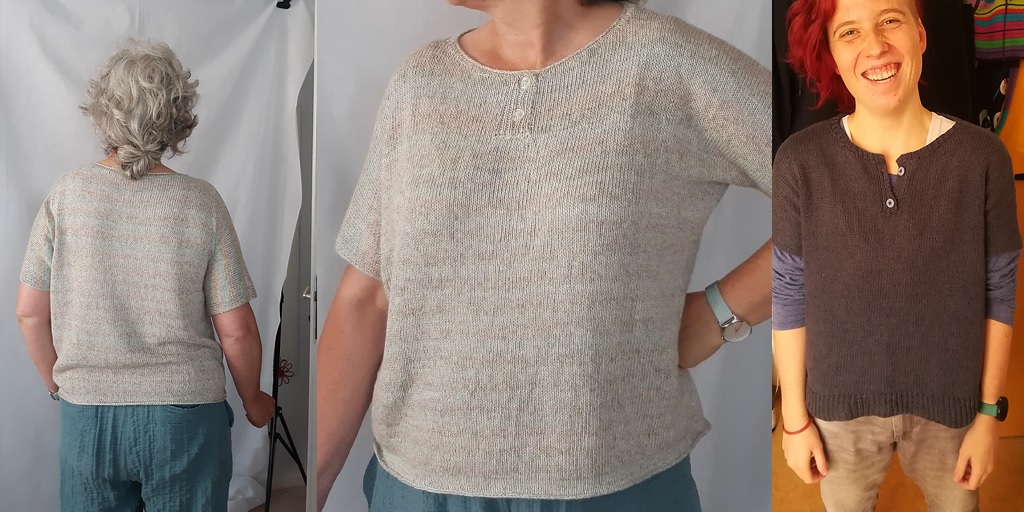 Льняной пуловер с застежкой поло Sunday Morning Пуловер поло с коротким рукавом спицами